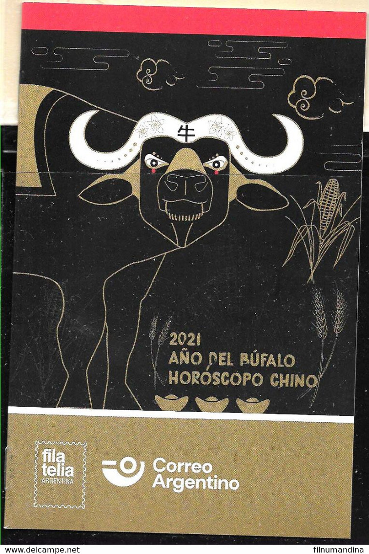 #10092 ARGENTINE,ARGENTINA 2021 CHINA LUNAR NEW YEAR BUFFALO OX ZODIAC POST OFFIAL BROCHURE - Unused Stamps
