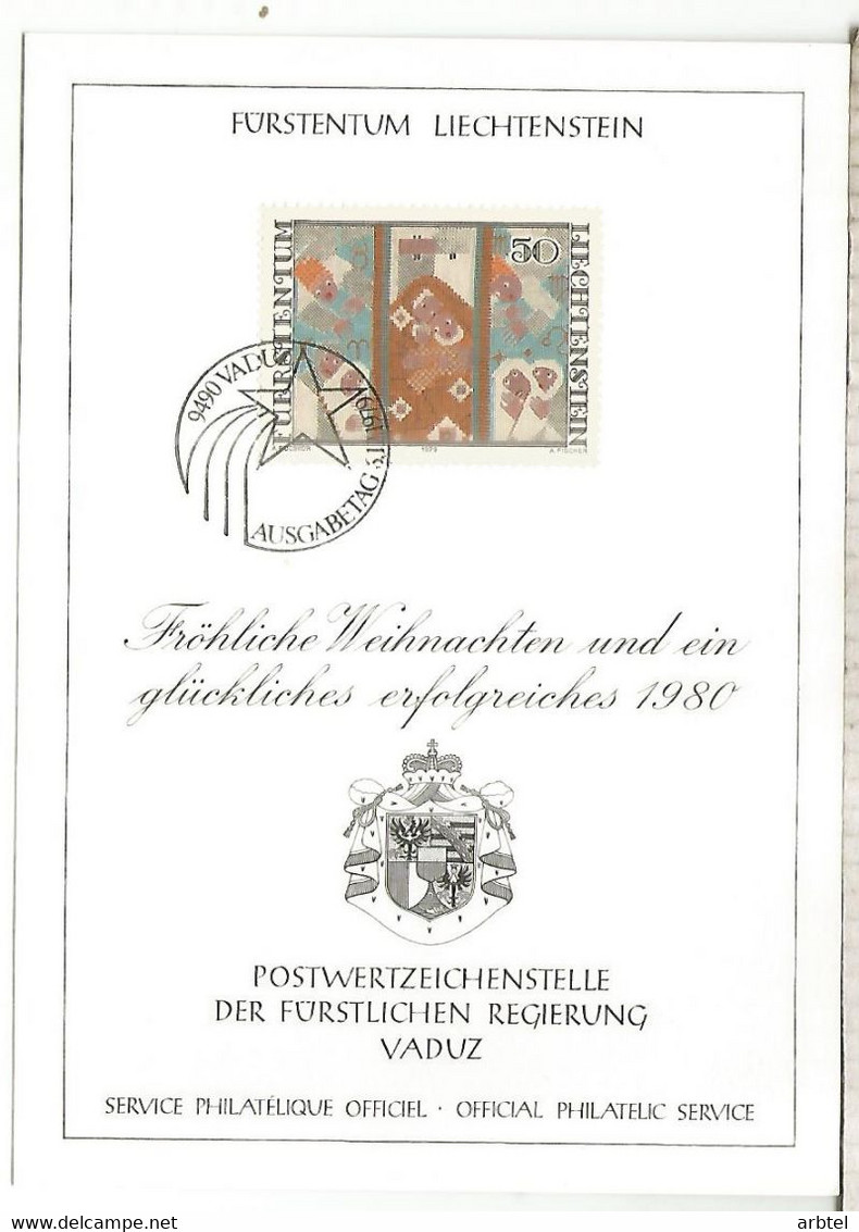 LIECHTENSTEIN FELICITACION NAVIDAD CHRISTMAS 1979 - Lettres & Documents