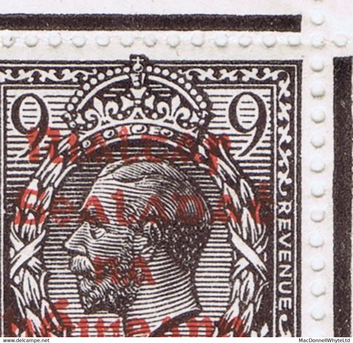 Ireland 1922 Thom Rialtas 5-line Ovpt In Red On 9d Agate Corner Block With 'R Over Se' And 'Wide Dac' Vars Mint - Ungebraucht