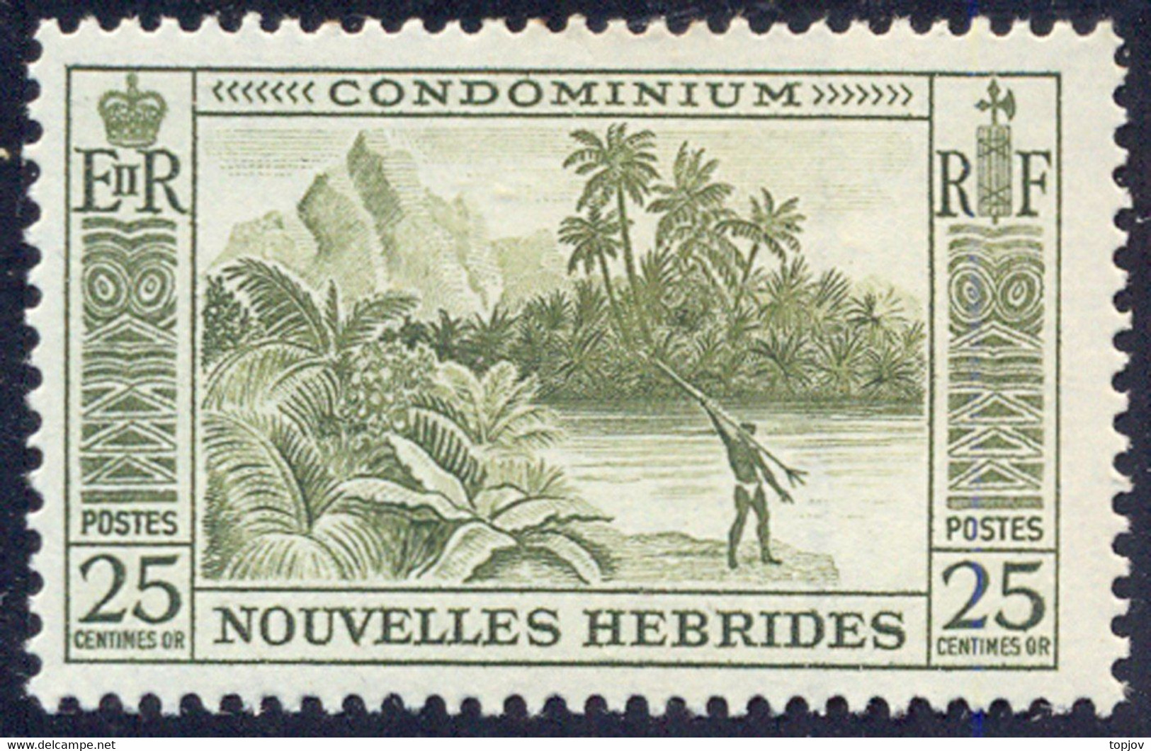 NEW HEBRIDES FRANCE - Island Landscape; Spearfisherman - **MNH - 1957 - Unused Stamps