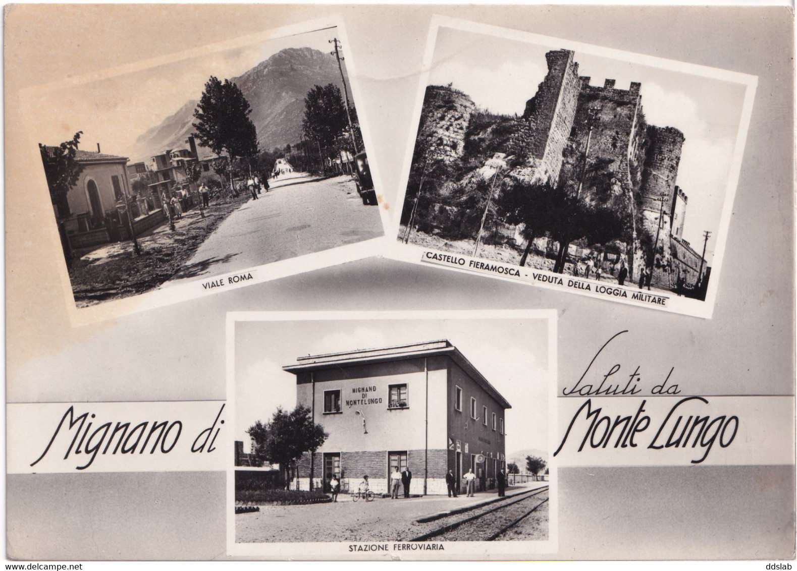 Saluti Da Mignano Di Monte Lungo (Caserta) - 1954 - 3 Vedute (Stazione Ferroviaria) - Caserta