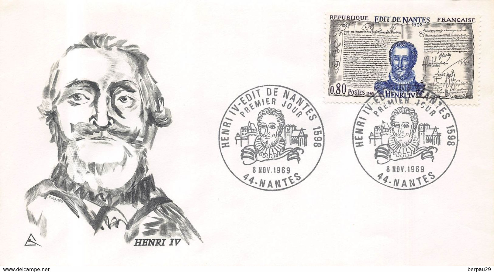 FDC - Premier Jour  - HENRI IV  - 8   Nov 1969 ( Dessin  ) - 1960-1969