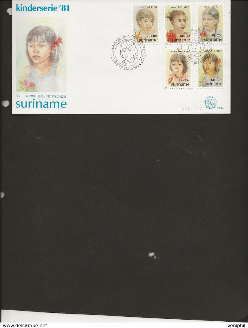 SURINAM - LETTRE FDC AFFRANCHIE SERIE PROTECTION DE L'ENFANCE -OBLITERATION ILLUSTREE 1981 - Surinam