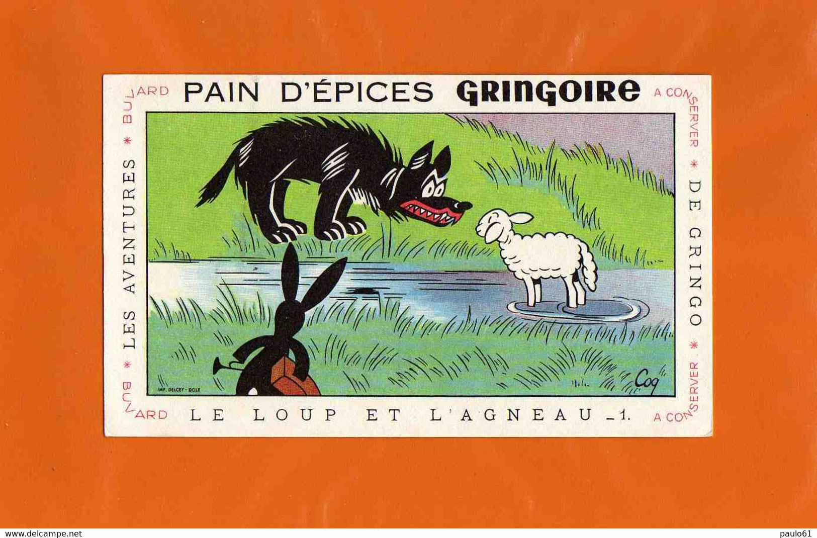 BUVARD :Pain D'Epice GRINGOIRE 1 Le Loup Et L'Agneau - Honigkuchen-Lebkuchen