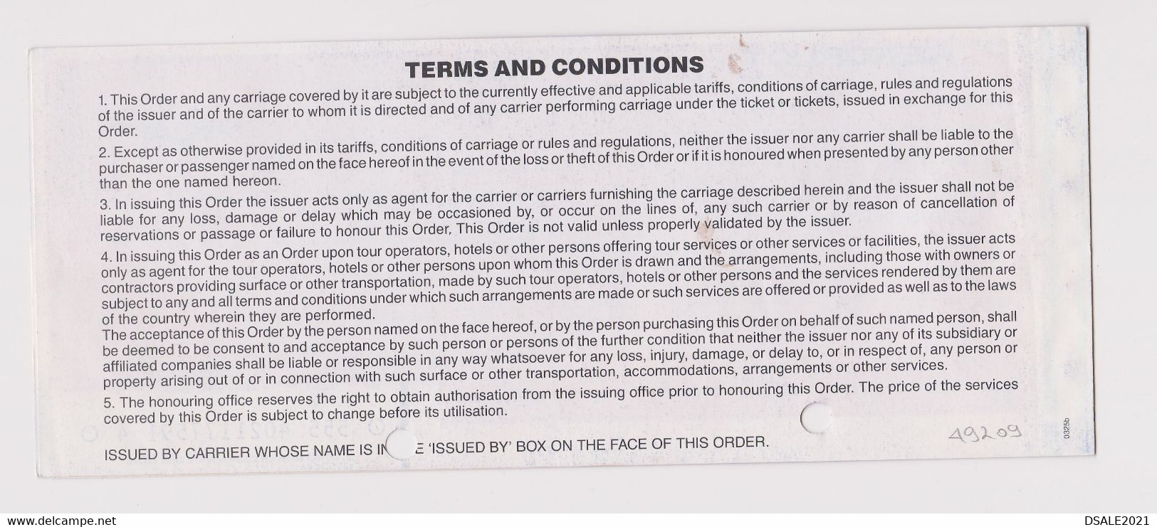 Russia Russian Carrier AEROFLOT Airline Passenger Miscellaneous Charges Order Ticket 2003 Used (49209) - World