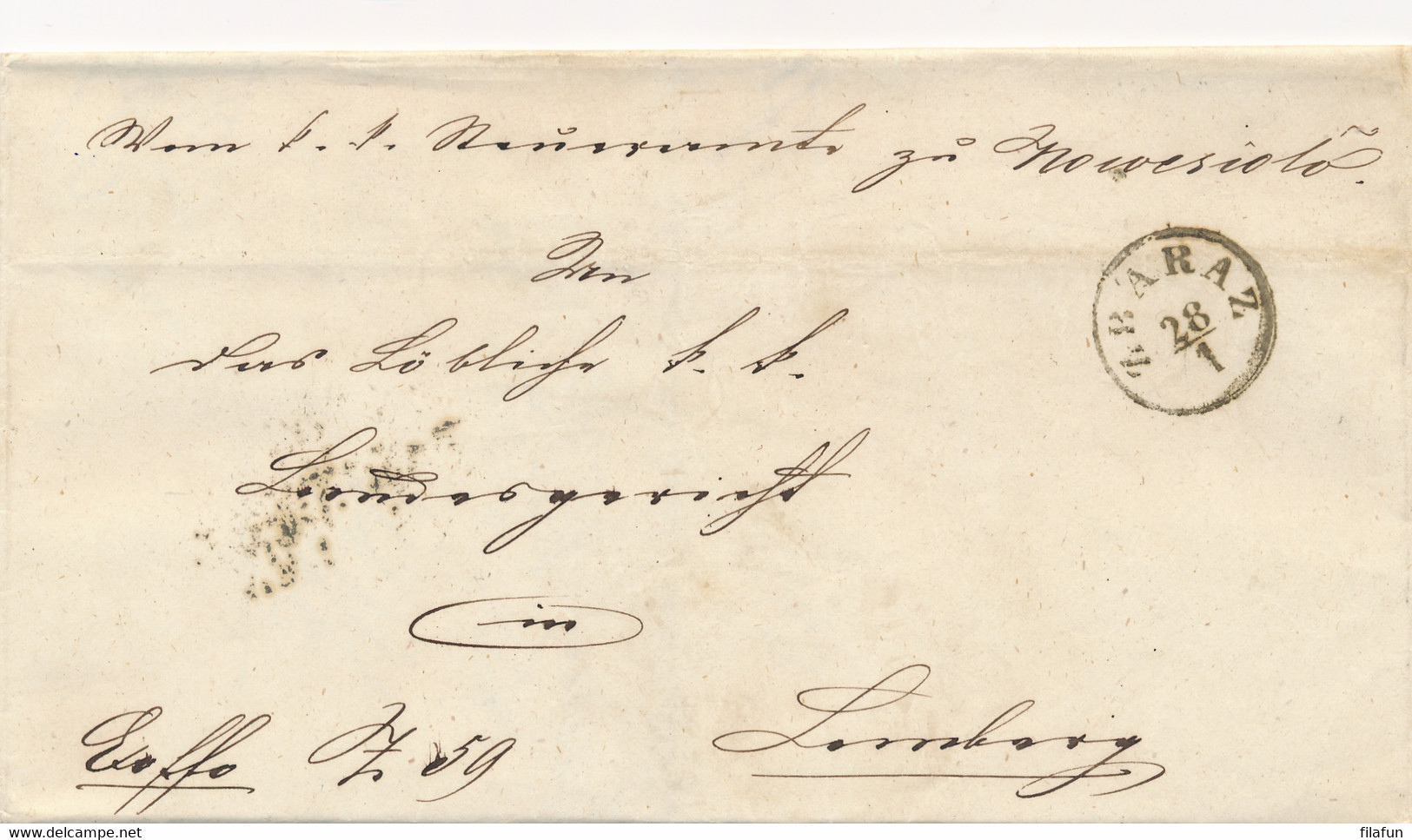 Österreich / Ukraine - 1858 - Folded Cover From ZRARAV Via TARNOPOL To Lemberg - Covers & Documents