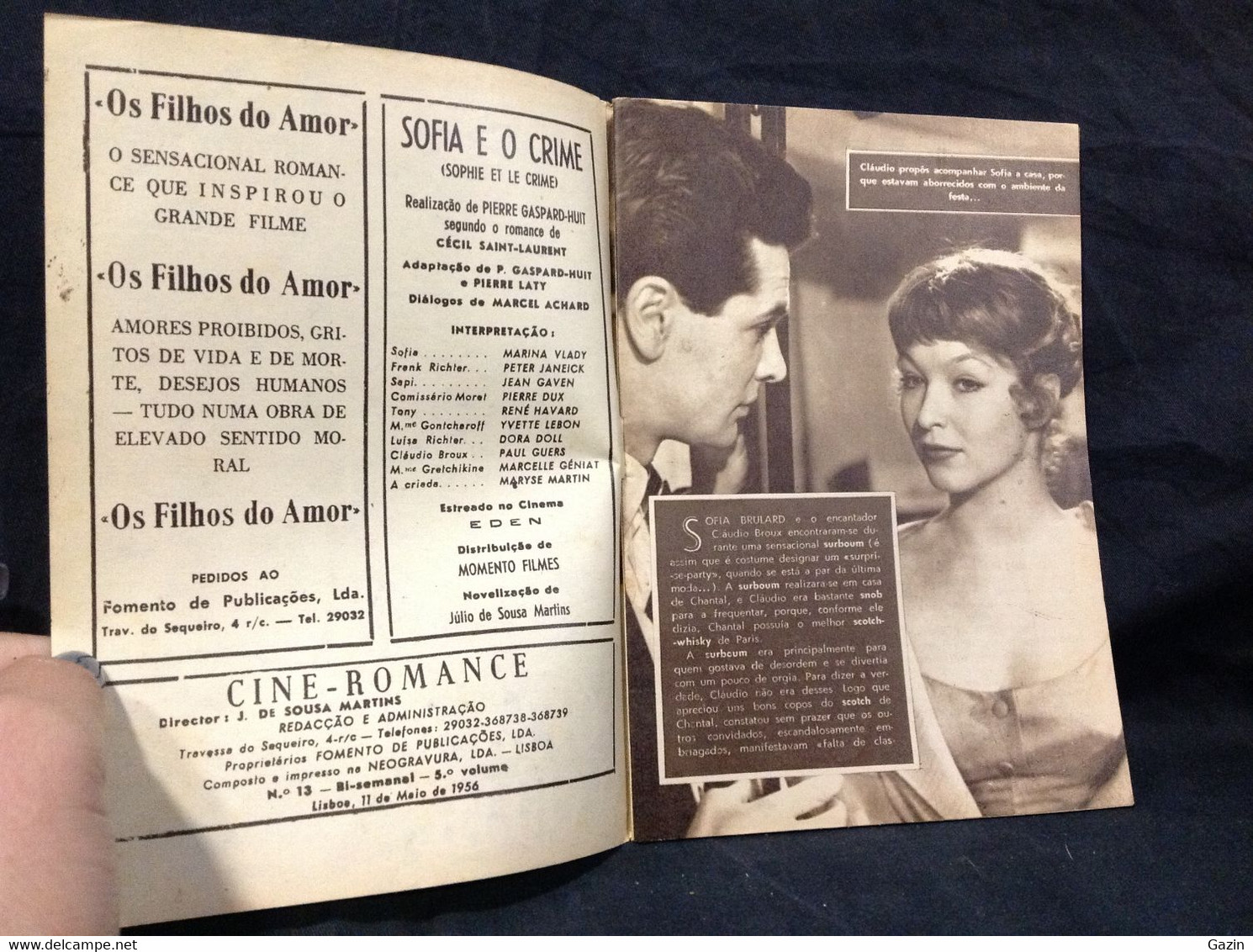 C2/23 - Sofia E O Crime - Marina Vlady * Peter Janeick -  Portugal Mag - Cine Romance -1956 - Eugénio Salvador - Kino & Fernsehen