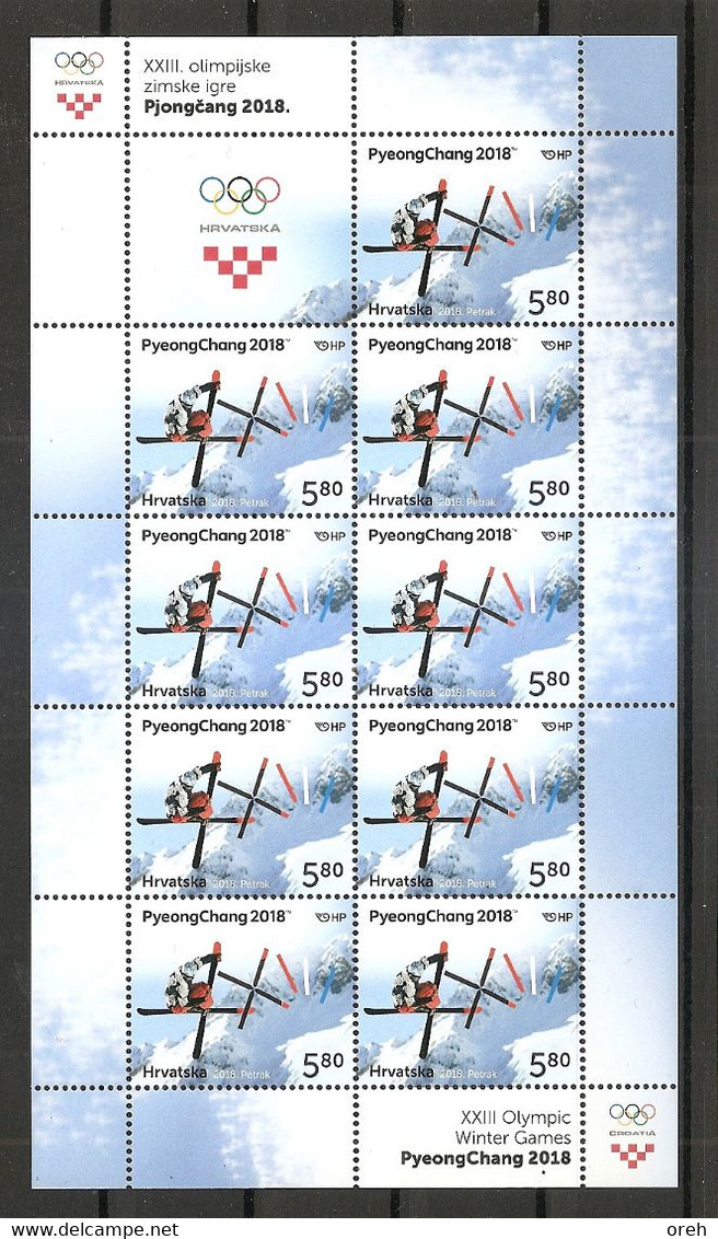 CROATIA,CROATIEN, 2018,WINTER OLYMPIC GAMES  PYEONGCHANG 2018,KOREA,SHEET,MNH - Winter 2018: Pyeongchang