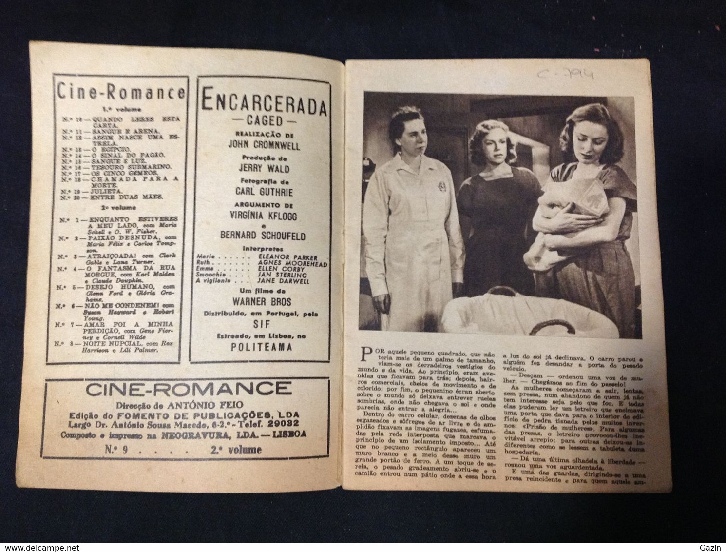 C2/23 - Encarcerada - Eleanor Parker*Agnes Moorehead -  Portugal Mag - Cine Romance - Bioscoop En Televisie