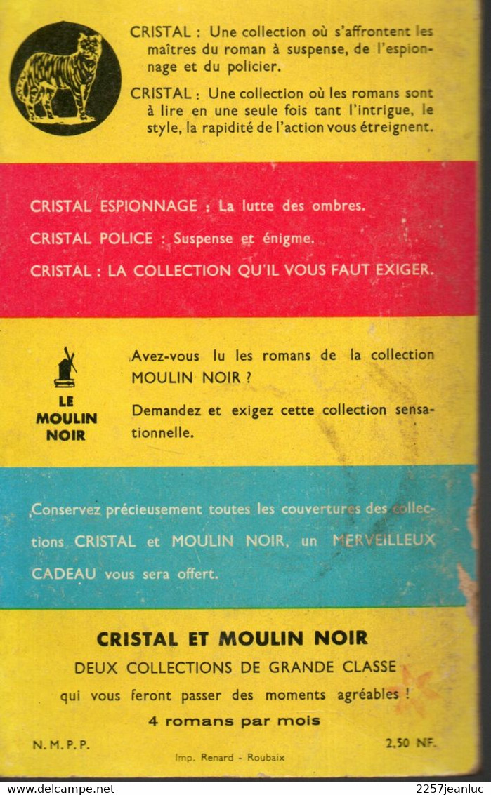 Ed Jones L'Agent Double  Cristal Editions Du Champ De Mars Paris 1961 - Autres & Non Classés