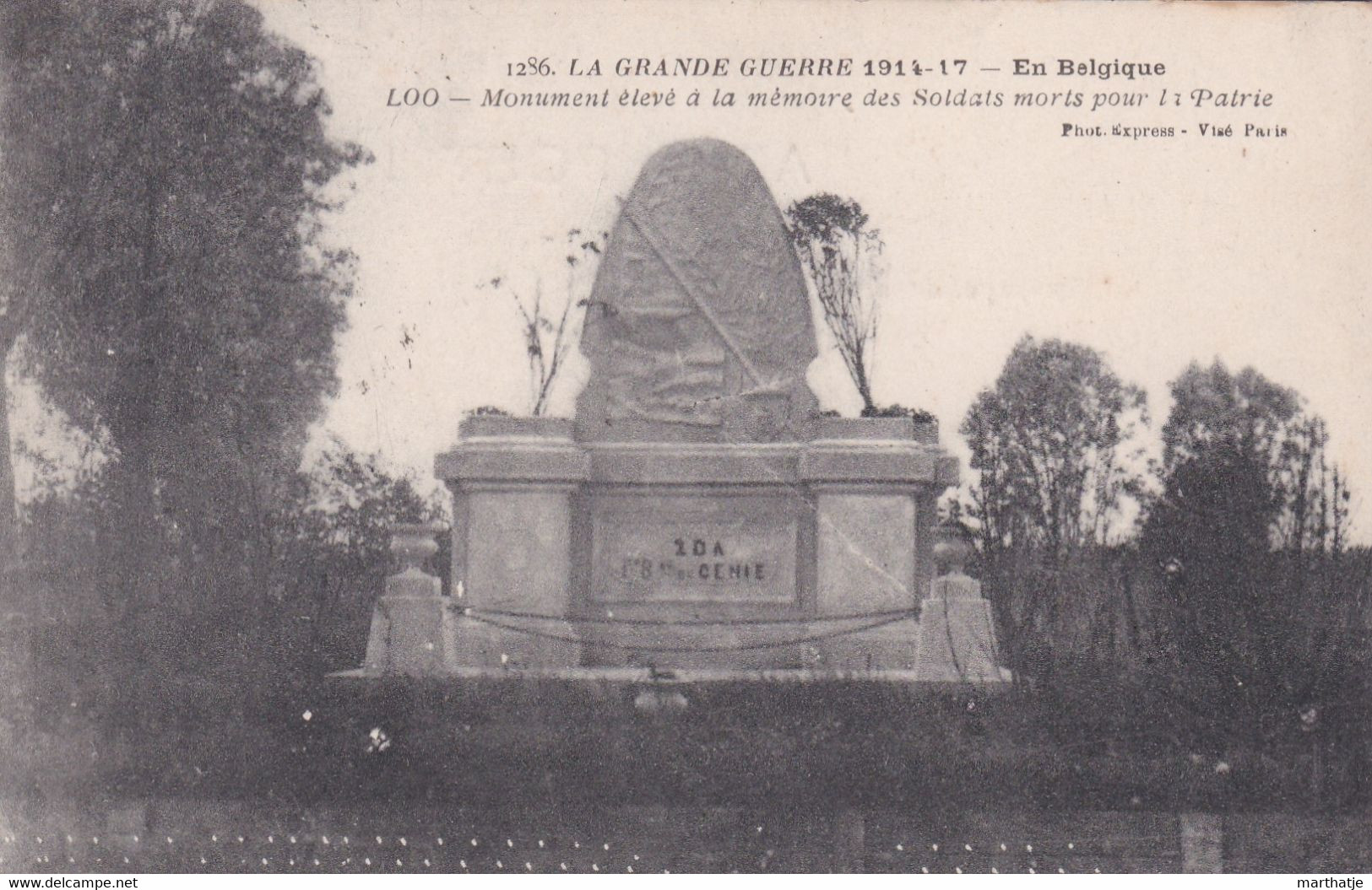 1286. La Grande Guerre 1914-17 - En Belgique - Loo - Monument élevé à La Mémoire Des Soldats Morts Pour La Patrie - Lo-Reninge