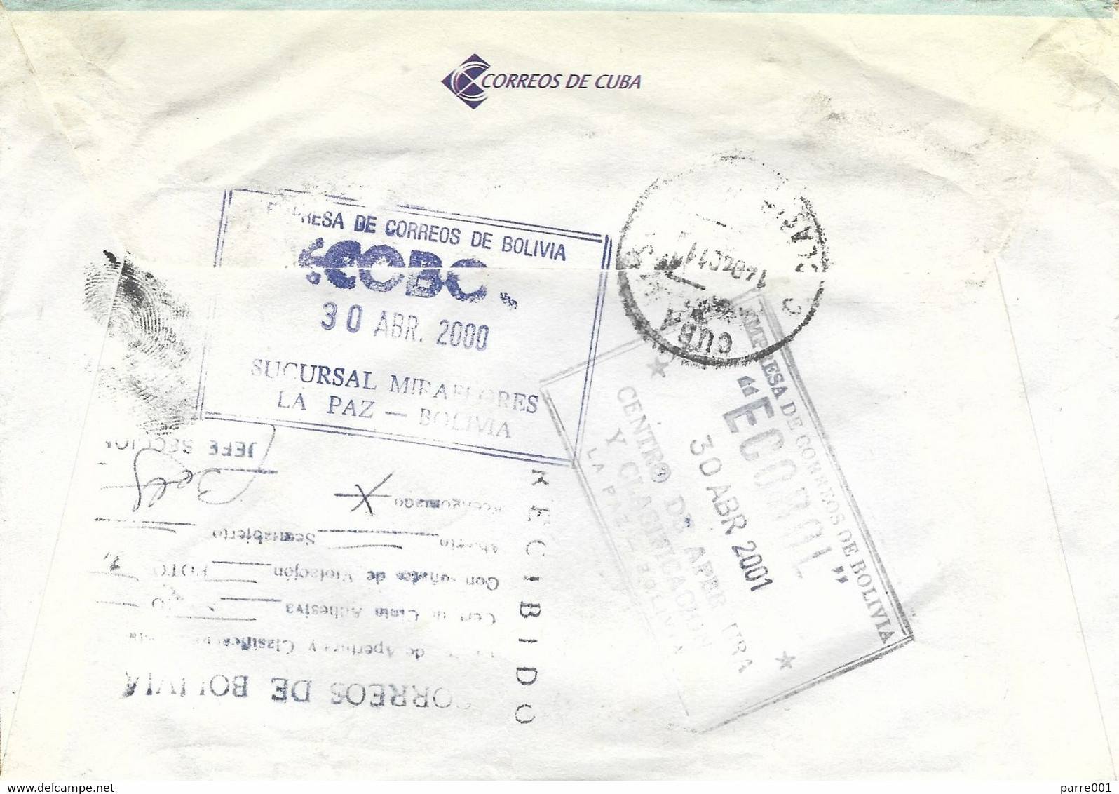 Cuba 2000 Matanzar International Postage Paid Cover To Bolivia - Cartas & Documentos