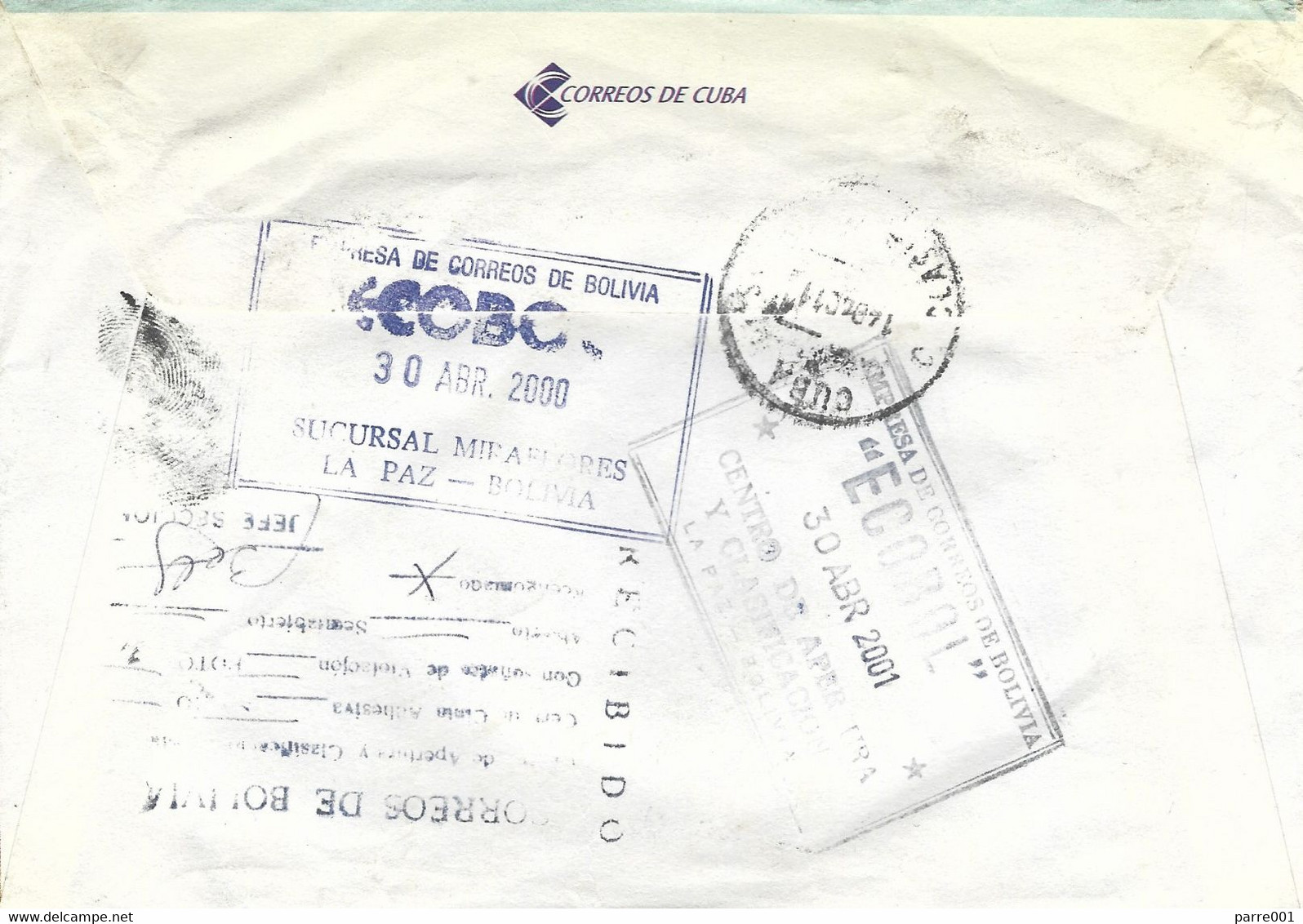 Cuba 2000 Matanzar International Postage Paid Cover To Bolivia - Storia Postale