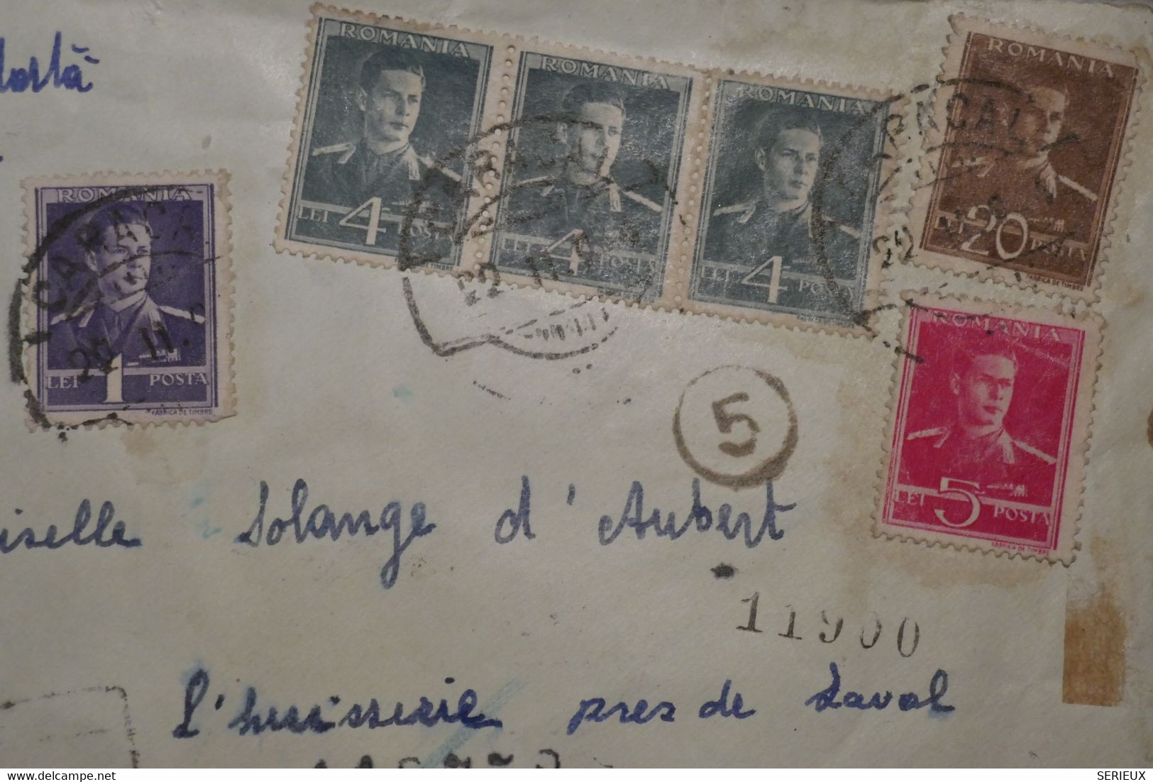 AR3 ROUMANIE  BELLE LETTRE CENSUREE D UNE VRAIE ARCHIVE 1944 BARACAL A LAVAL FRANCE + AFF.PLAISANT - 2. Weltkrieg (Briefe)