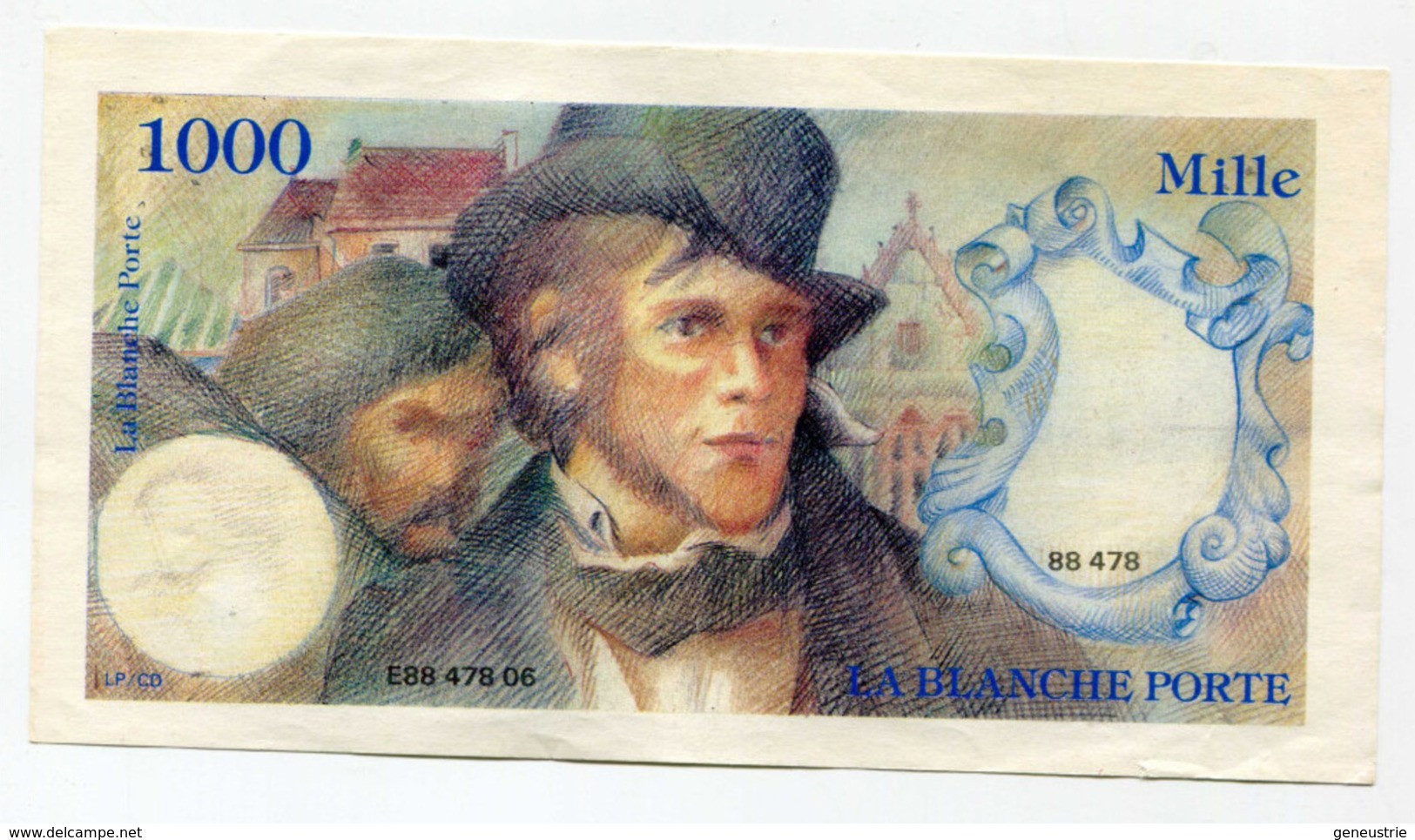 Billet Publicitaire De 1000 Francs Inspiré De Delacroix "La Blanche Porte" French Bank Note - Fiktive & Specimen