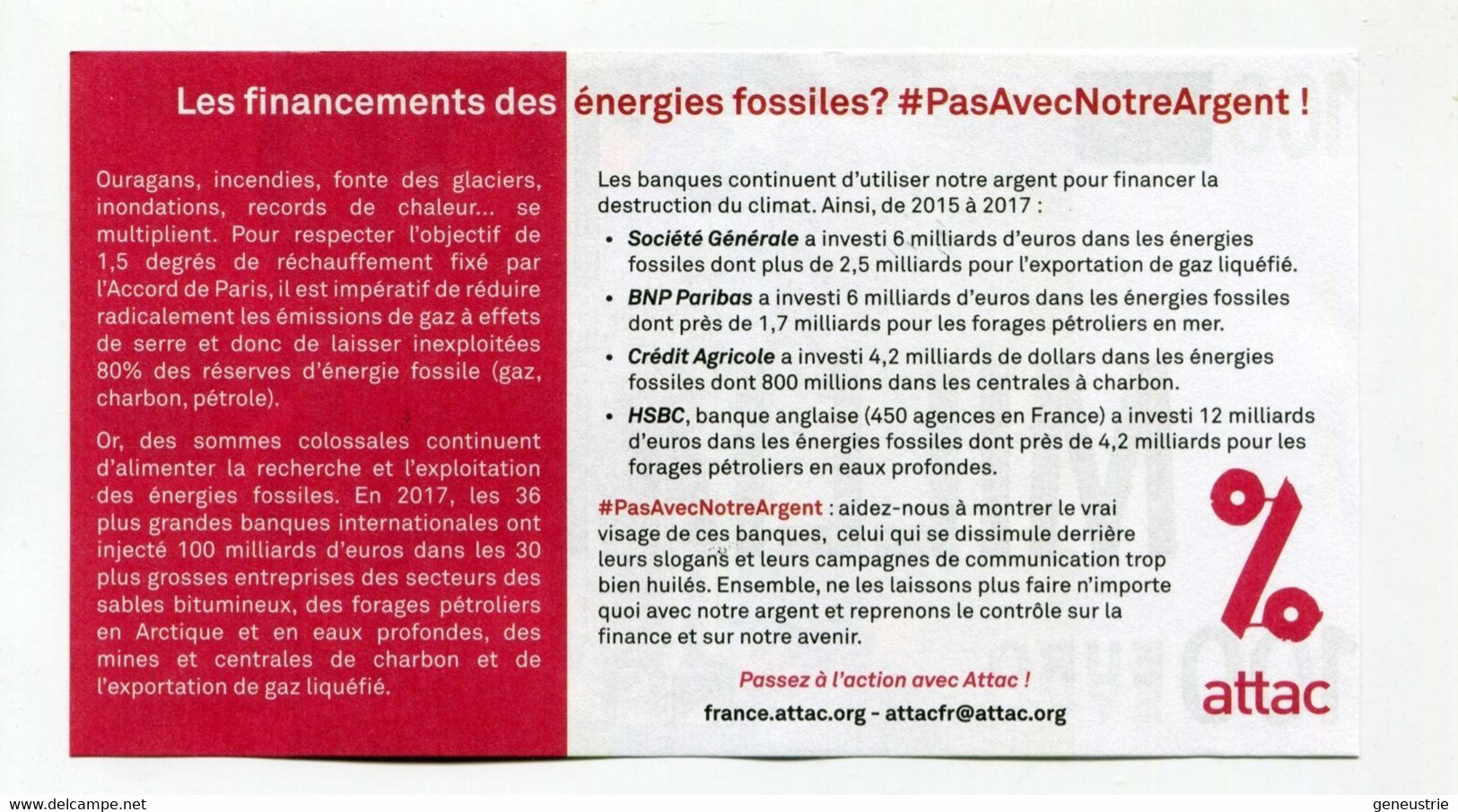 Billet Politique De 60 Milliards D'euro "Association Attac à Paris" Détournement D'une Valeur Faciale De 100€ - Specimen