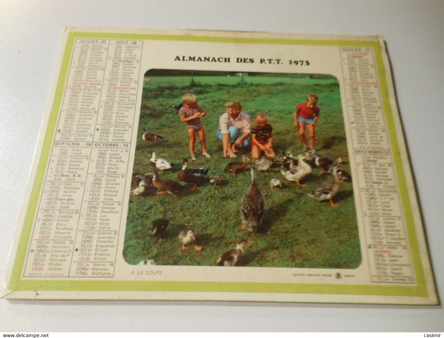 CA007 - Calendrier De 1973 - Almanach Des PTT - Agneau / Canards - Grand Format : 1971-80