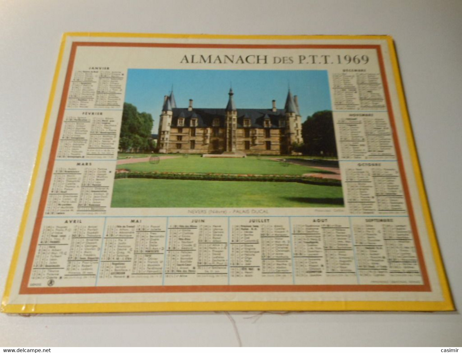 CA011 - Calendrier De 1969 - Almanach Des PTT - 2 Pages Réunies - Palais Ducal (Nevers) / Saint Martin De Valamas - Grand Format : 1961-70