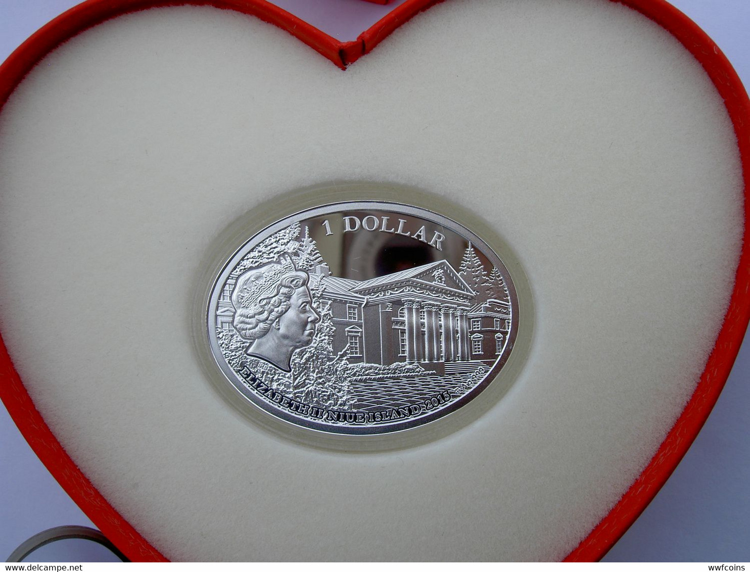 NIUE 1 $ 2015 SILVER PROOF 999 SWAROVSKI LOVE STORIES OVALE WEIGHT 17g TITOLO 0,999 CONSERVAZIONE FONDO SPECCHIO+GARANZI - Niue