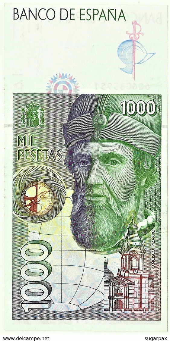 ESPAÑA - 1000 Pesetas - 12.10.1992 ( 1996 ) - Pick 163 - Serie 6G - Hernan Cortes / Francisco Pizarro - 1.000 - [ 6] Emissions Commémoratives