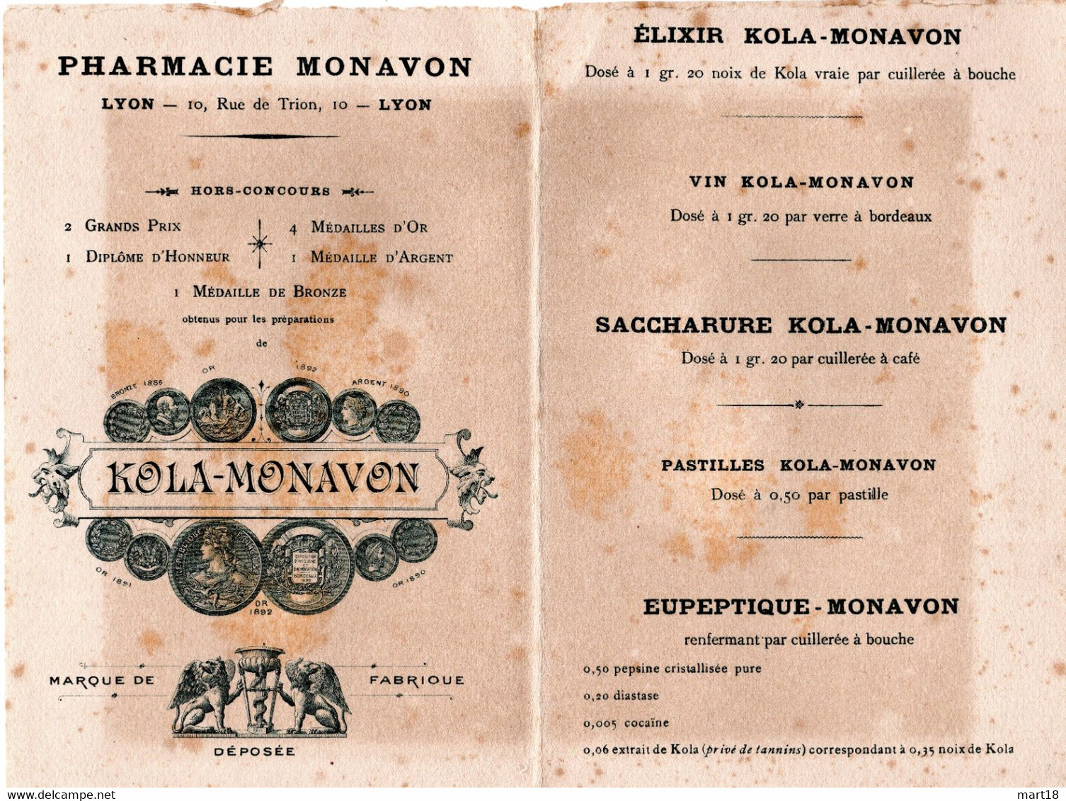 Buvard-Prime - KOLA - MONAVON - Elixir Vin Saccharure Pastilles - 1900 Pharmacie - K