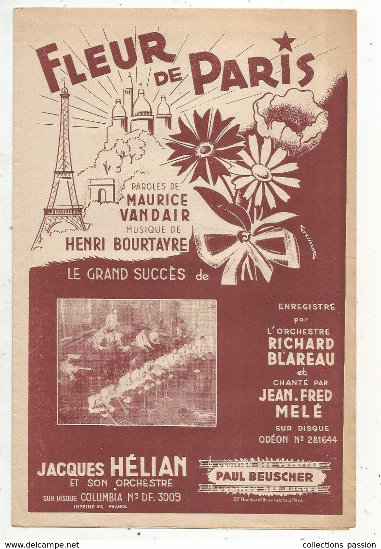 Partitions musicales anciennes partition musicale ancienne, FLEUR DE