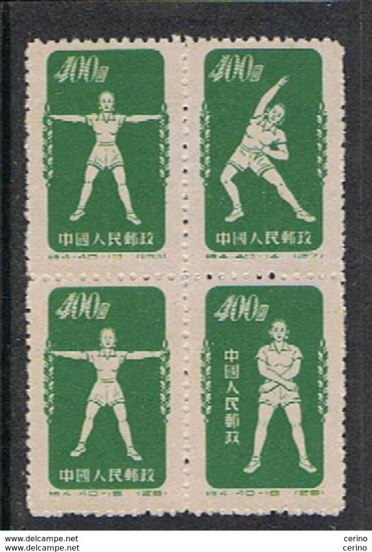 CHINA:  1952  BLOCK  4  UNUSED  STAMPS  -  YV/TELL. 936/36 C - Blokken & Velletjes