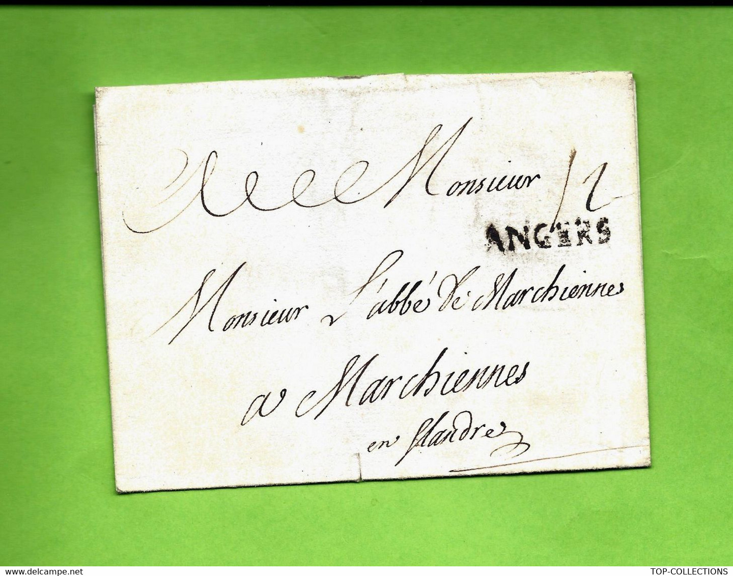 1759   EGLISE RELIGION CATHOLICISME LETTRE (RECU) ADRESSEE  L ABBE DE MARCHIENNES EN FLANDRES (Nord) Par ANGERS - Historische Dokumente