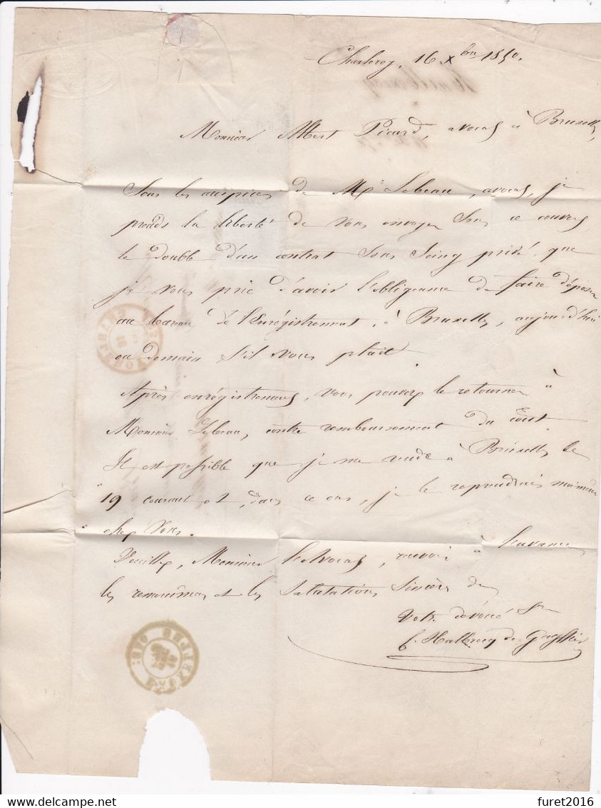 N° 4 Margé Mais  Coup De Ciseau / Lettre De Charleroy Vers Bruxelles 16 Dec 1850 - 1849-1850 Medallones (3/5)