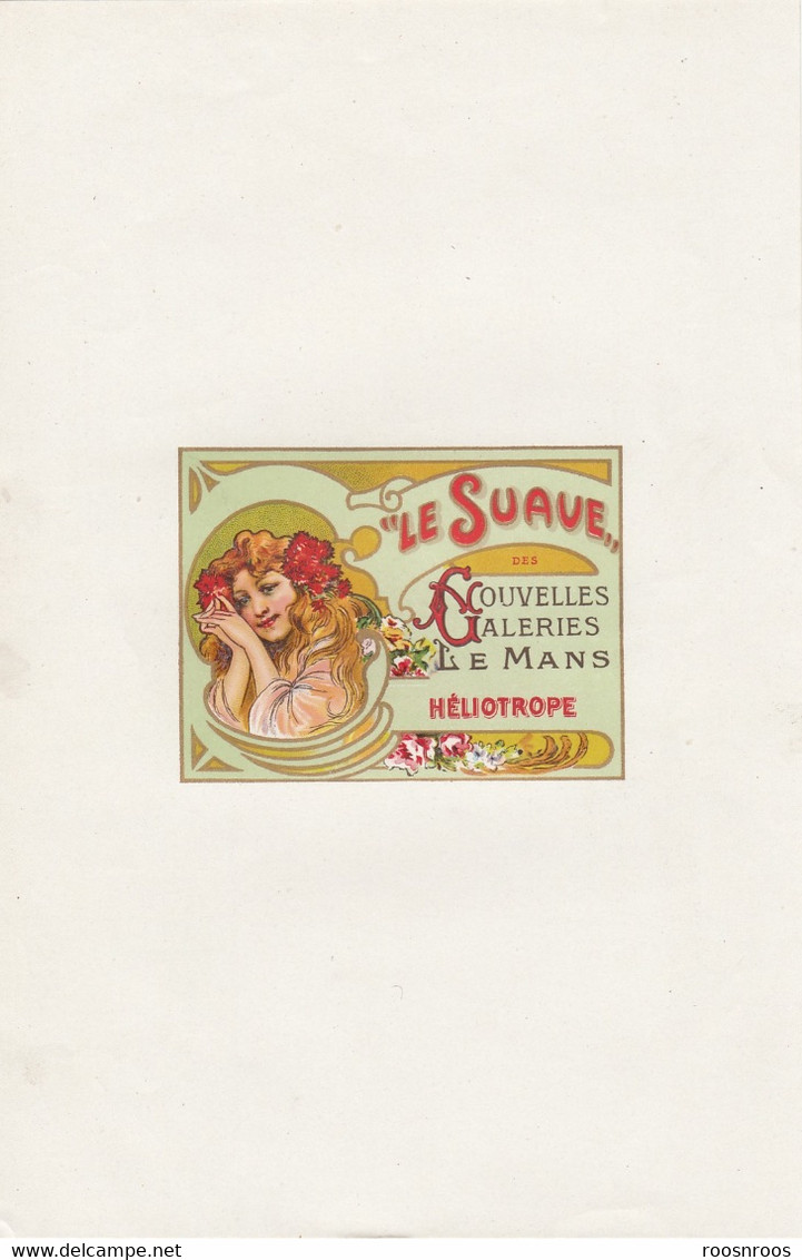 PAPIER D'EMBALLAGE - ETIQUETTE  DE SAVON - LE SUAVE  DES NOUVELLES GALERIES LE MANS - HELIOTROPE - SOAP LABEL - Etiquettes