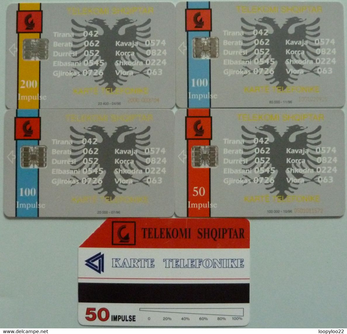 ALBANIA - Chip / Magnetic - Telekomi Shqiptar - 50 To 200 Units - Group Of 5 - Used - Albania