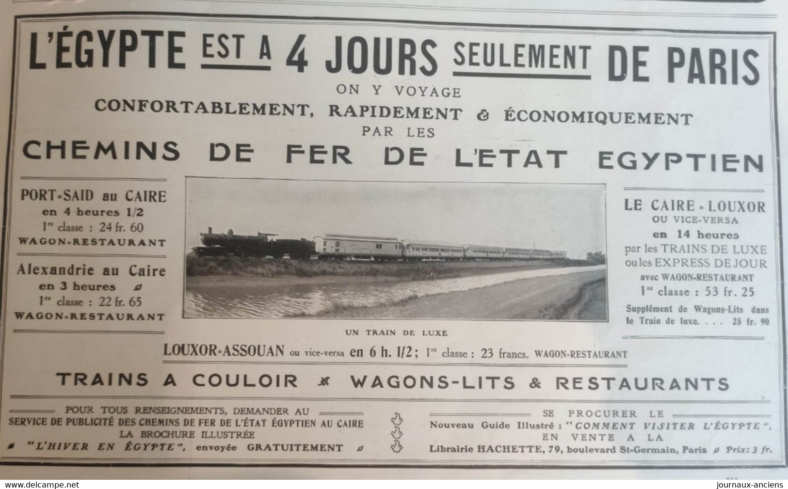 1910 CHEMIN DE FER DE L'ETAT EGYPTIEN ( PUBLICITÉ ) - UN TRAIN DE LUXE - LOUXOR - ASSOUAN - LA VIE AU GRAND AIR - 1900 - 1949