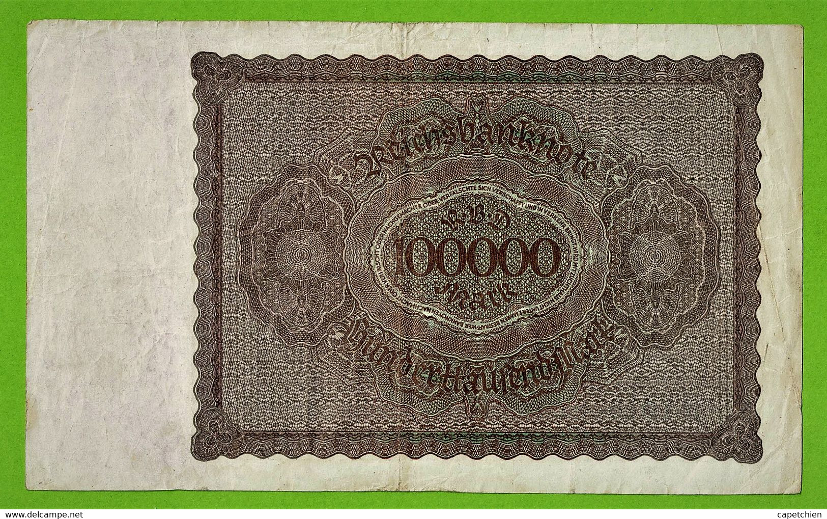 ALLEMAGNE / 100.000 MARK / REICHSBANKNOTE / 01 - 02 - 1923 / F. 10196412 /   Ros. 82 / ETAT TTB - 100.000 Mark