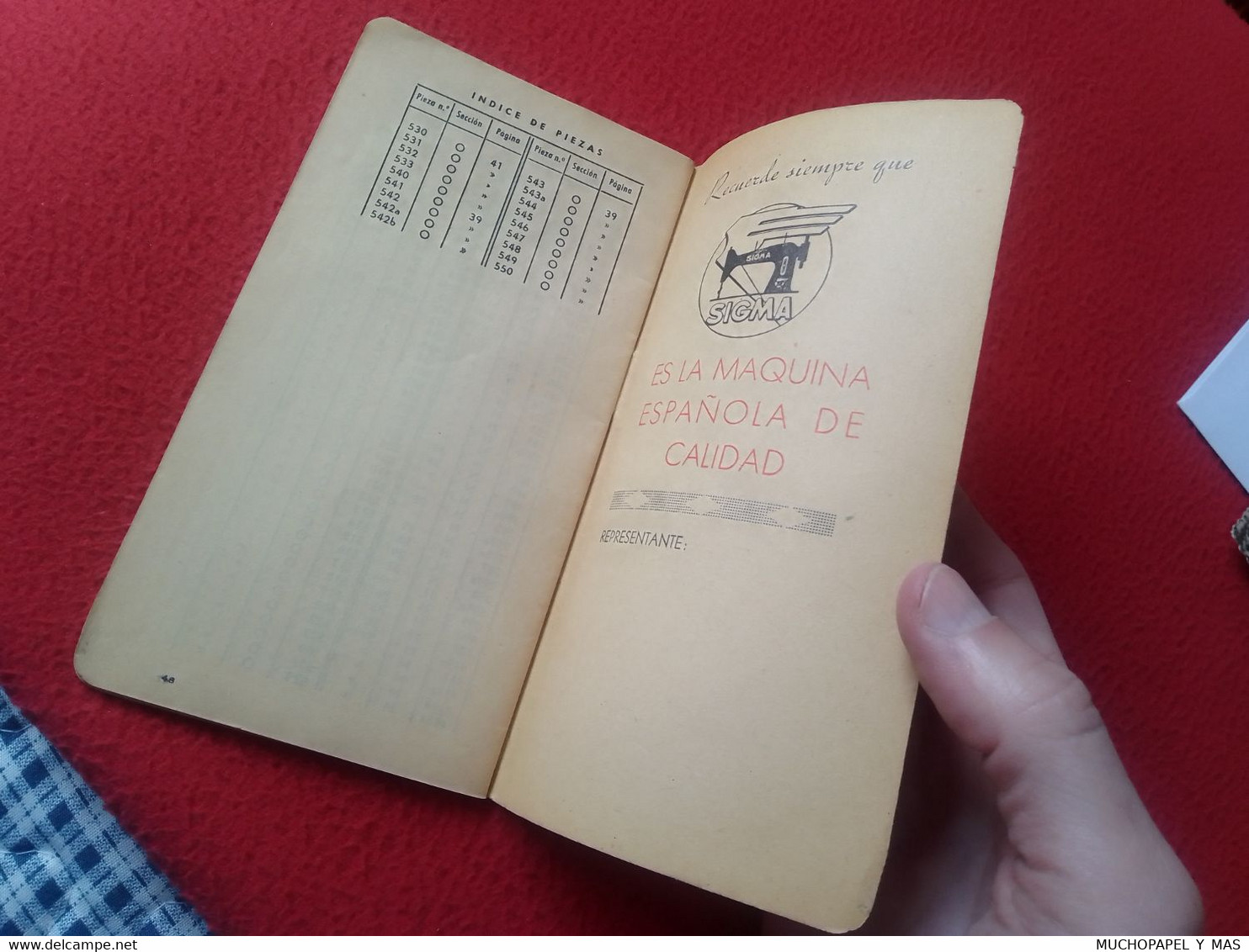 CATÁLOGO DE PIEZAS LAS MÁQUINAS COSER SIGMA ESTARTA Y ECENARRO ELGOIBAR, OLD CATALOGUE...SPANISH SEWING MACHINE À COUDRE