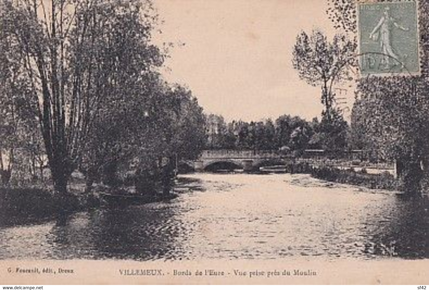 VILLEMEUX             BORDS DE L EURE. VUE PRISE  PRES DU MOULIN . - Villemeux-sur-Eure