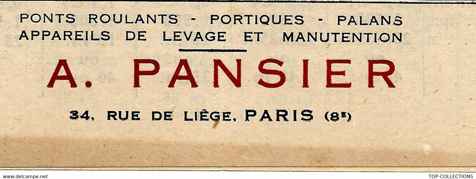 DOCUMENTATION ET MODELES SUR 4 PAGES A. PANSIER PARIS INDUSTRIE PALANS ELECTRIQUES ERGA CIRCA 1950 B.E. VOIR SCANS - Máquinas