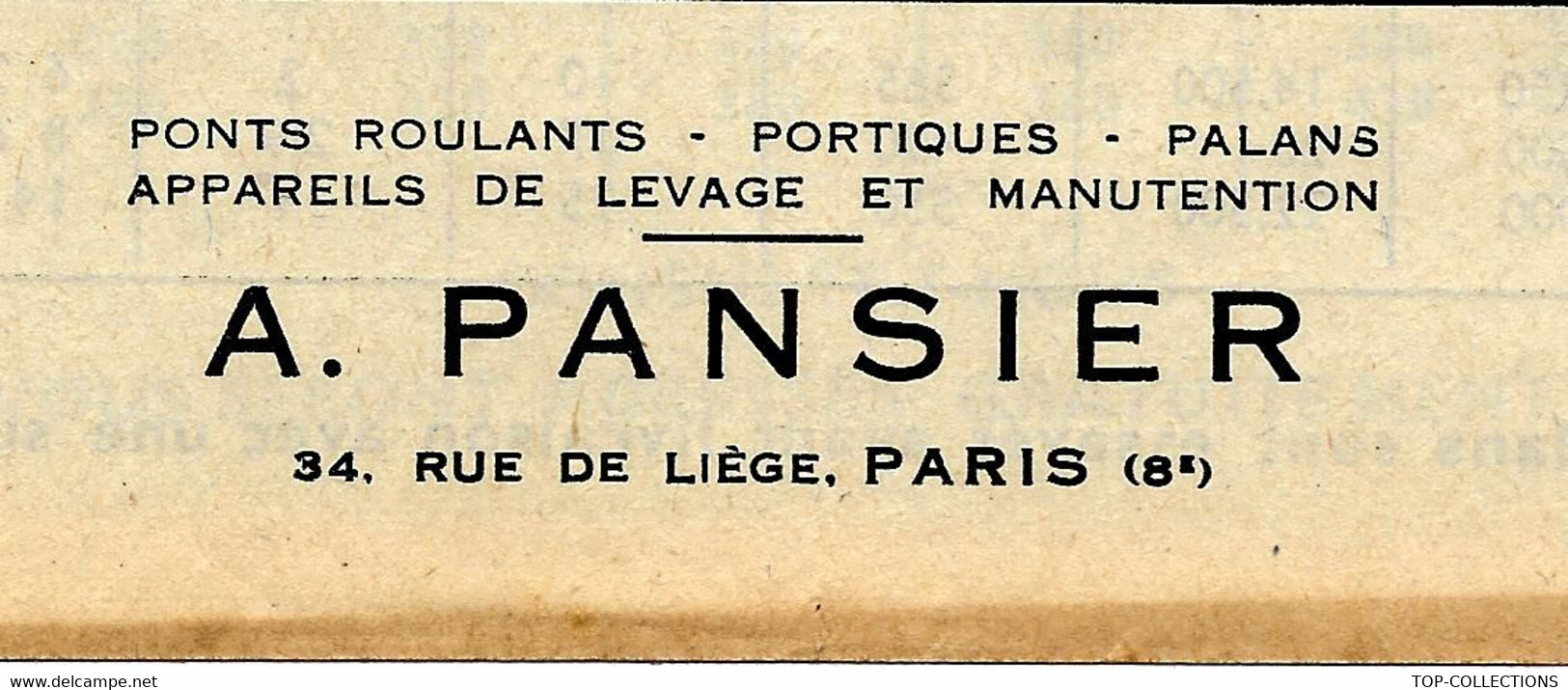 DOCUMENTATION ET MODELES SUR 4 PAGES A. PANSIER PARIS INDUSTRIE PALANS A BRAS VICTORY CIRCA 1950 B.E. VOIR SCANS - Maschinen