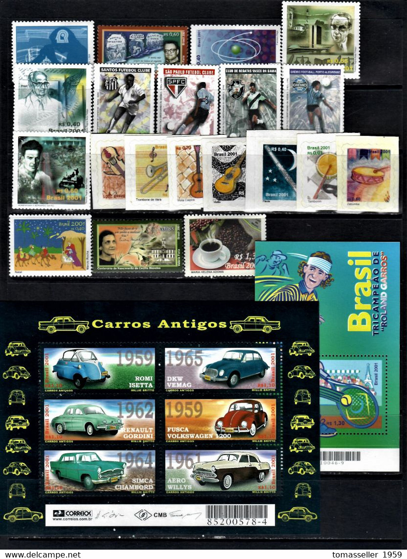 Brazil-2001- Year Set-20 Issues.MNH - Annate Complete