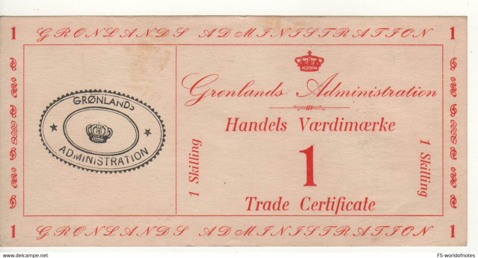 GREENLAND  1 Skilling   PM8a   (ND - 1941)  "issued For American Troops In Greenland During WWII" - Grönland