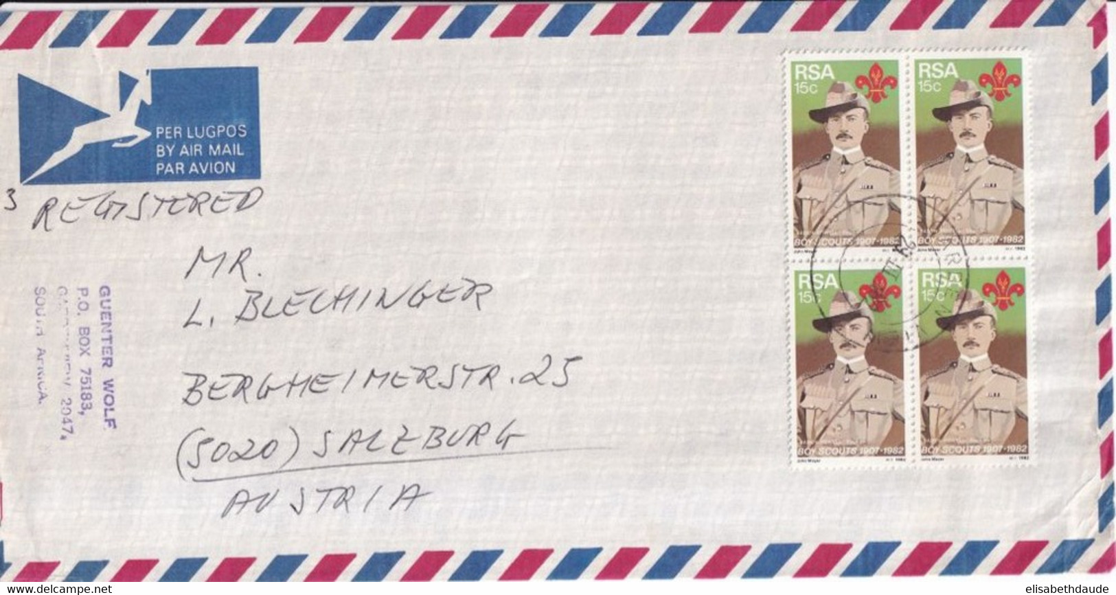 SCOUTISME ! - 1982 - RSA - ENVELOPPE RECOMMANDEE Par AVION De GARDEN VIEW => SALZBURG (AUSTRIA) - Storia Postale