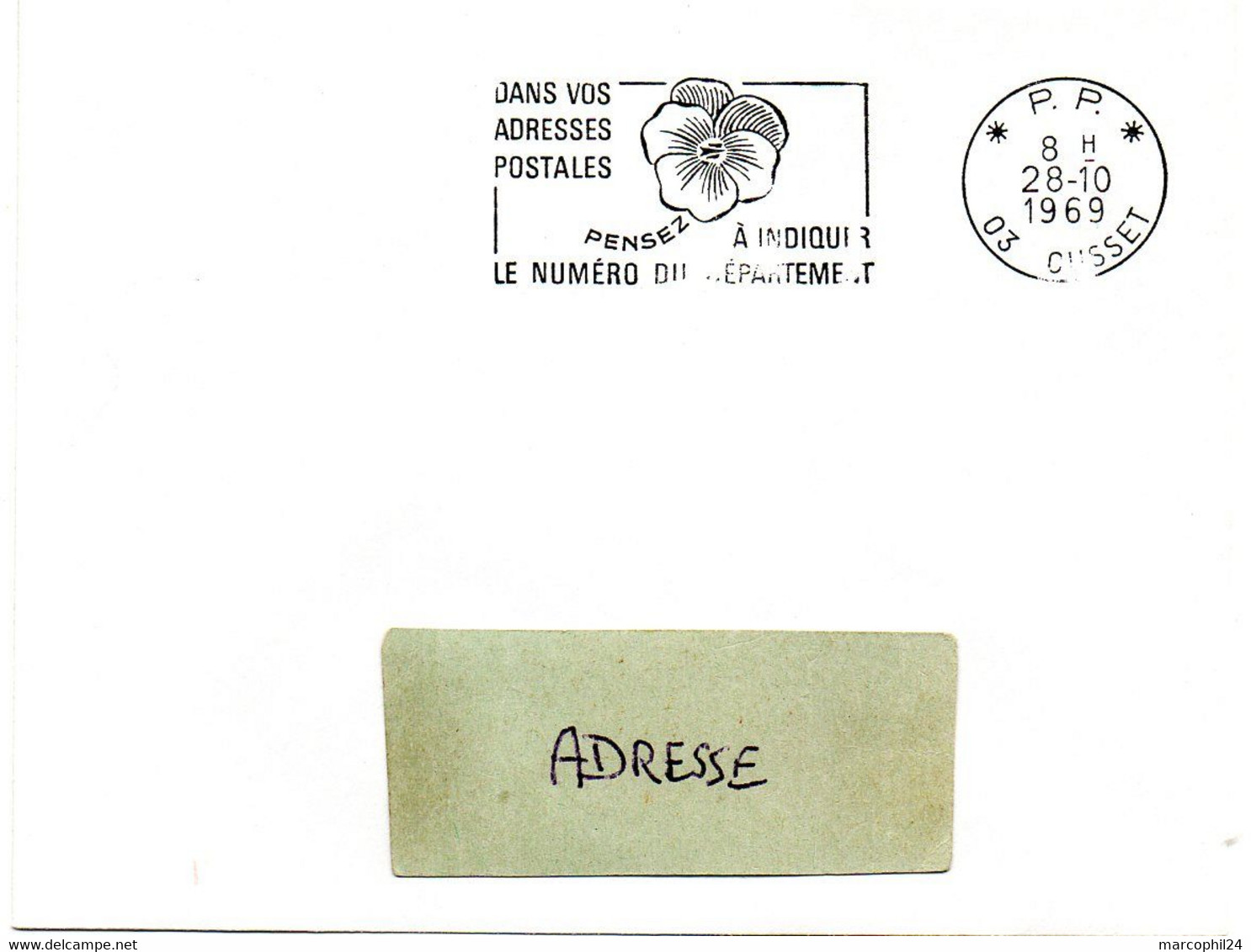 ALLIER - Dépt N° 03 = CUSSET 1969 = FLAMME PP Codée = SECAP Multiple ' PENSEZ à INDIQUER NUMERO DEPARTEMENT - Zipcode