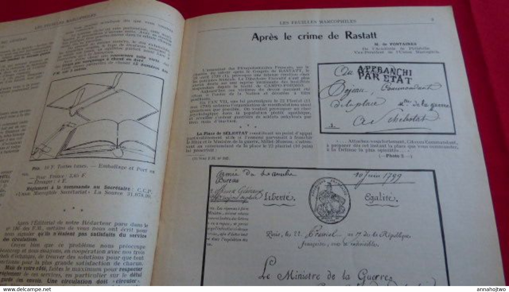 FEUILLES MARCOPHILES 187 :Après Rastatt,MP Villes Hanséatiques,Facteur Rural,Agence Post.Algérie,Colis Alsace-Lorraine.. - Français