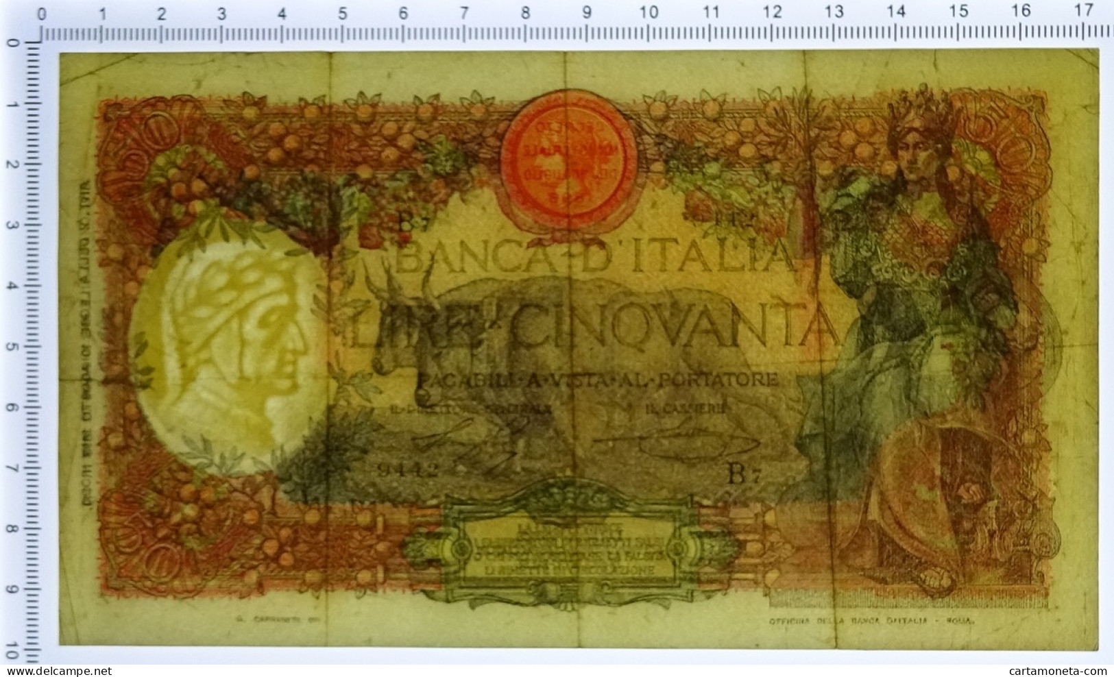 50 LIRE CAPRANESI BUOI TESTINA DECRETO 20/05/1916 BB/BB+ - Regno D'Italia – Other