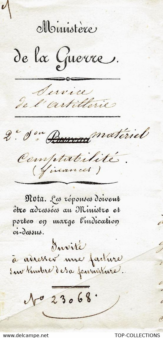 MINISTERE DE LA GUERRE PARIS ARTILLERIE 1848 DEMANDE COMPTABLE à ESPY Maitre DE FORGES FOIX T.B.E V.SCANS - Historische Documenten