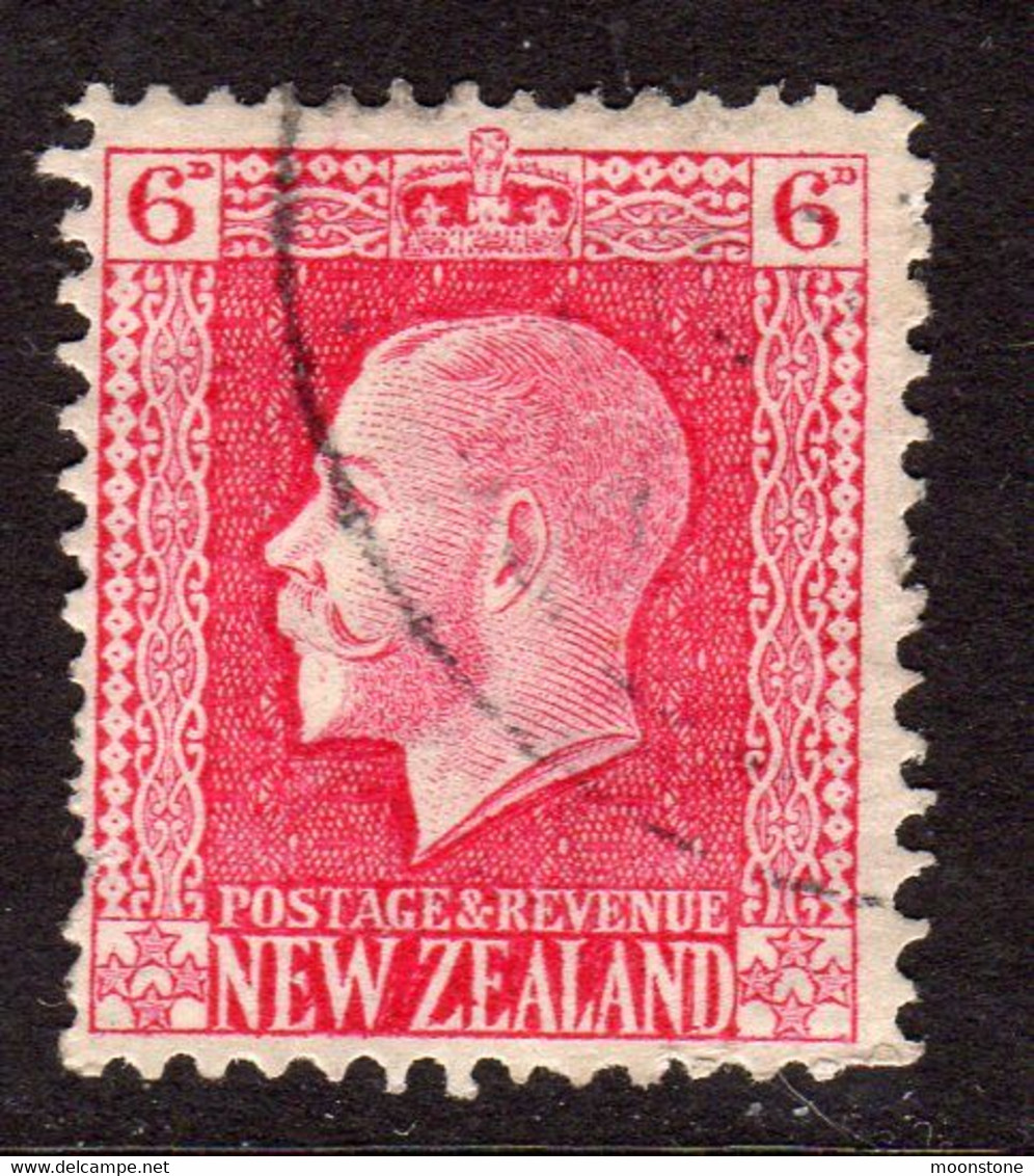 New Zealand GV 1915-30 6d Carmine Recess Print, Perf. 14x13½, Used, SG 425 (A) - Oblitérés