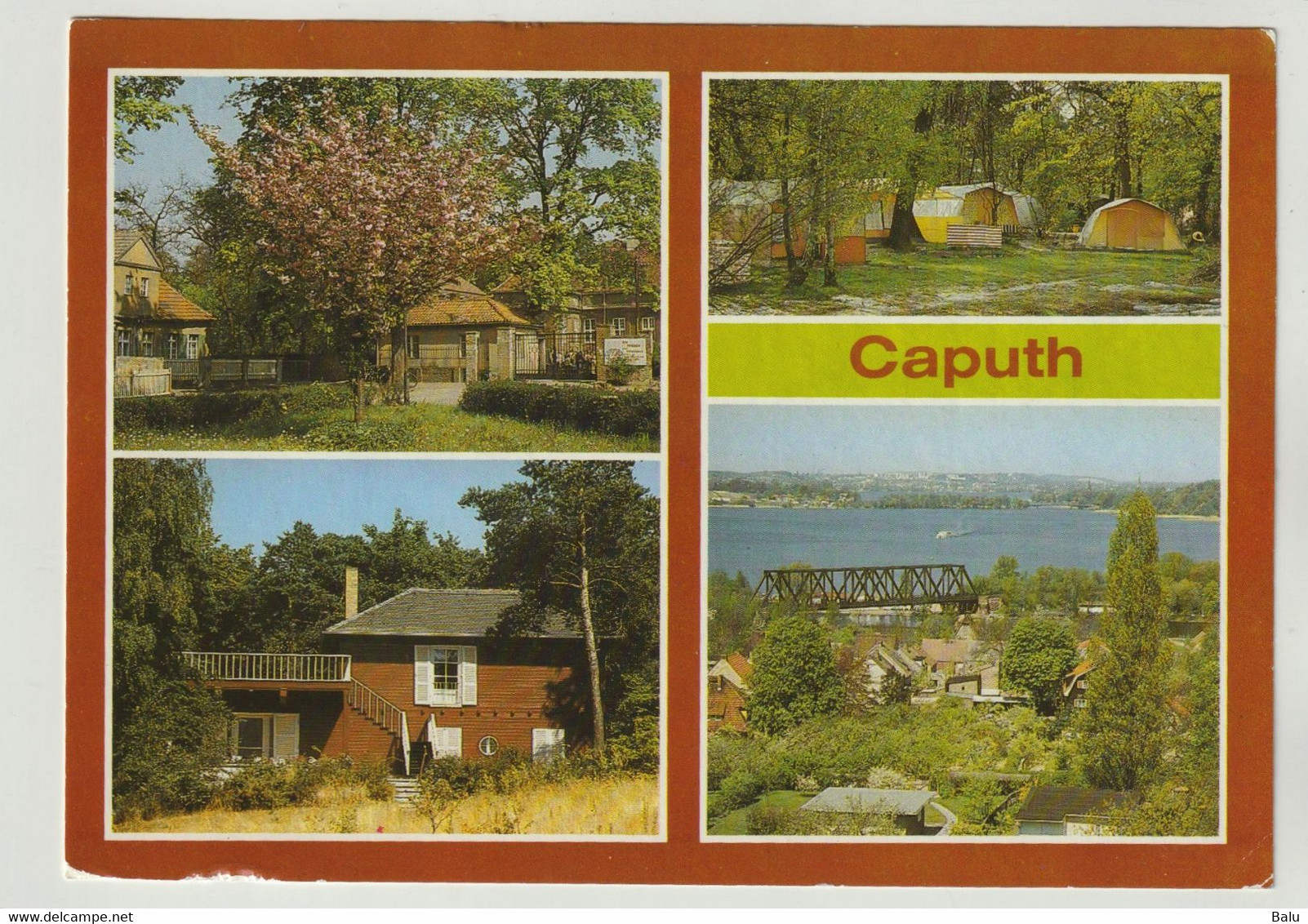 MBK Caputh Kr. Potsdam Schloß Campingplatz Einsteins Landhaus Krähenberg Werder, Postalisch Gelaufen, 2 Scans - Caputh