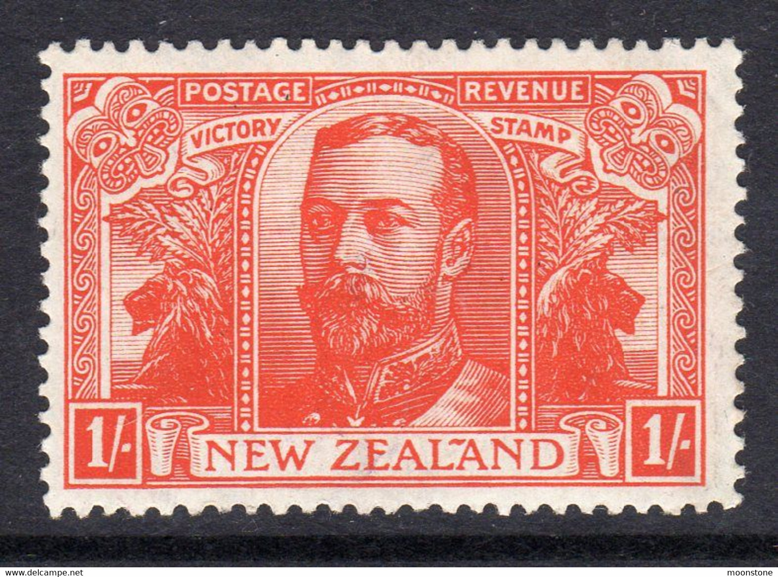 New Zealand GV 1920 1/- Victory Stamp, Hinged Mint, SG 458 (A) - Nuevos