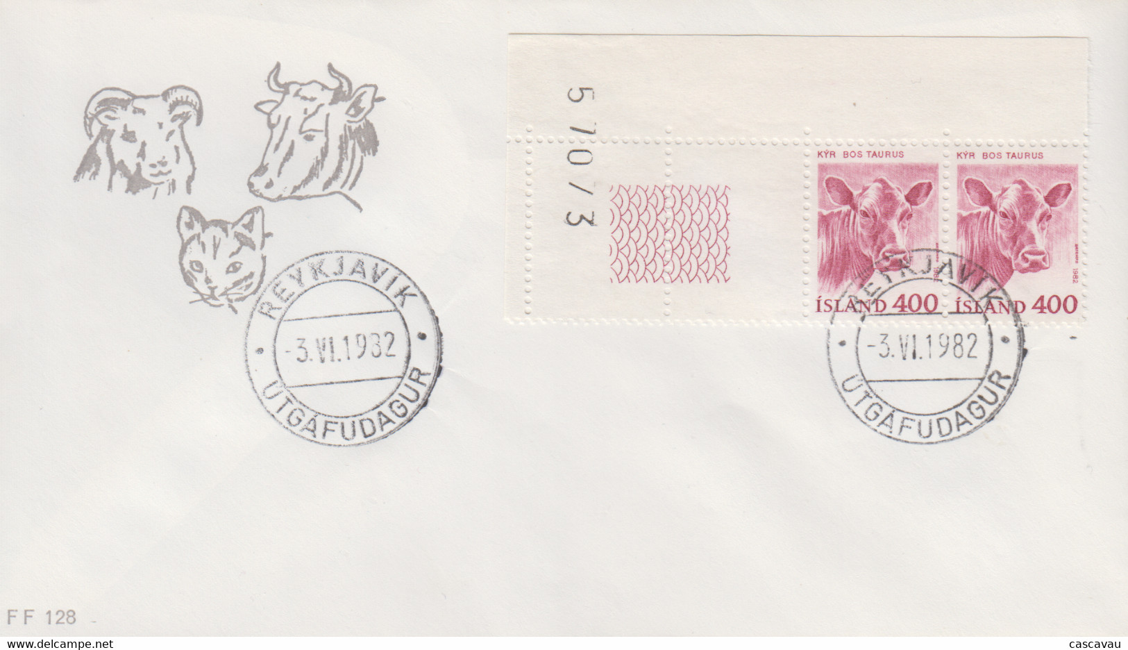 Enveloppe  FDC  1er Jour   ISLANDE   Bovins   1982 - Koeien