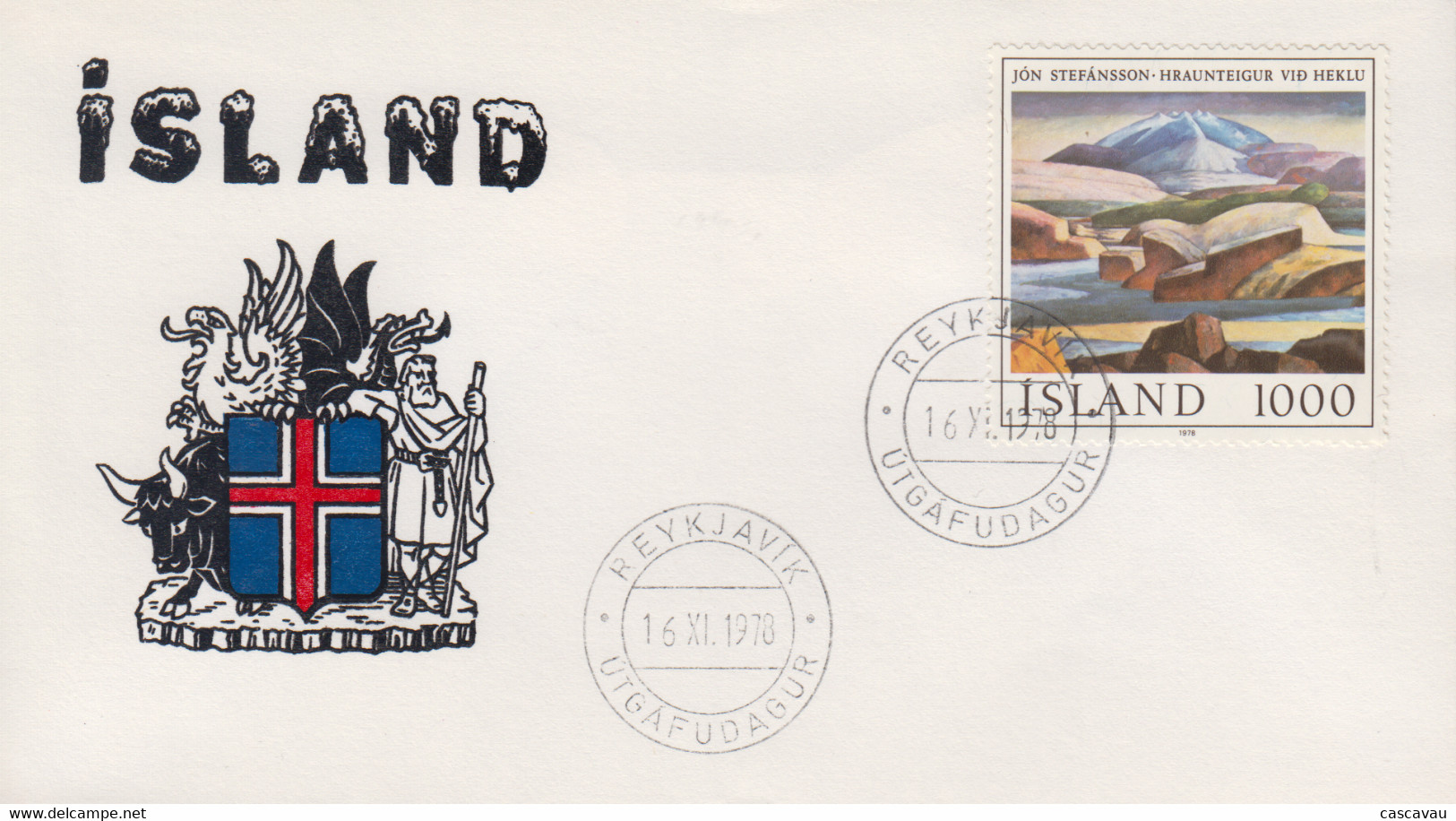 Enveloppe   FDC  1er  Jour     ISLANDE    Oeuvre  De  Jon  STEFANSSON  1978 - FDC