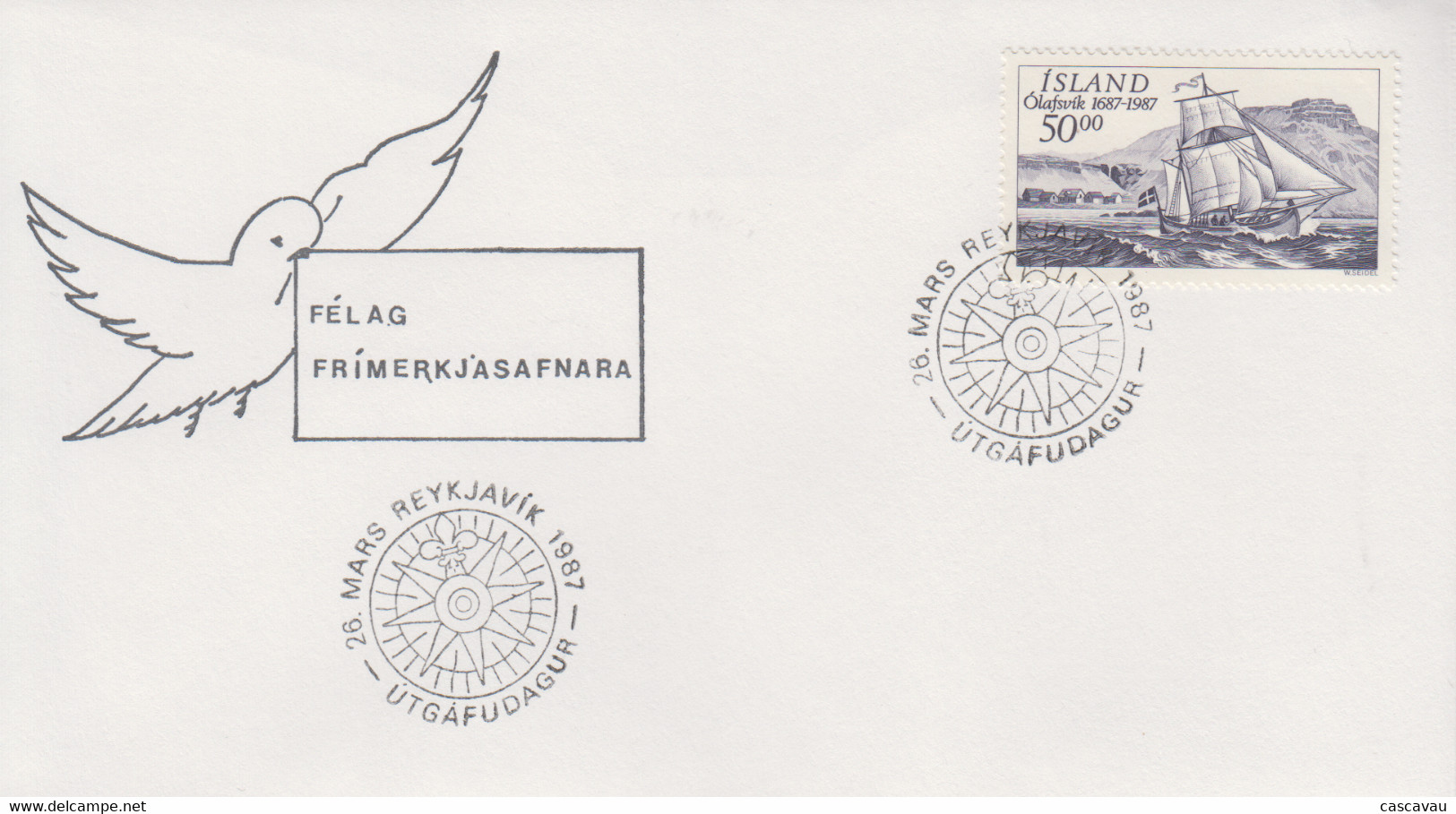 Enveloppe   FDC  1er  Jour     ISLANDE    Tricentenaire  De  OLAFSVIK   1987 - FDC